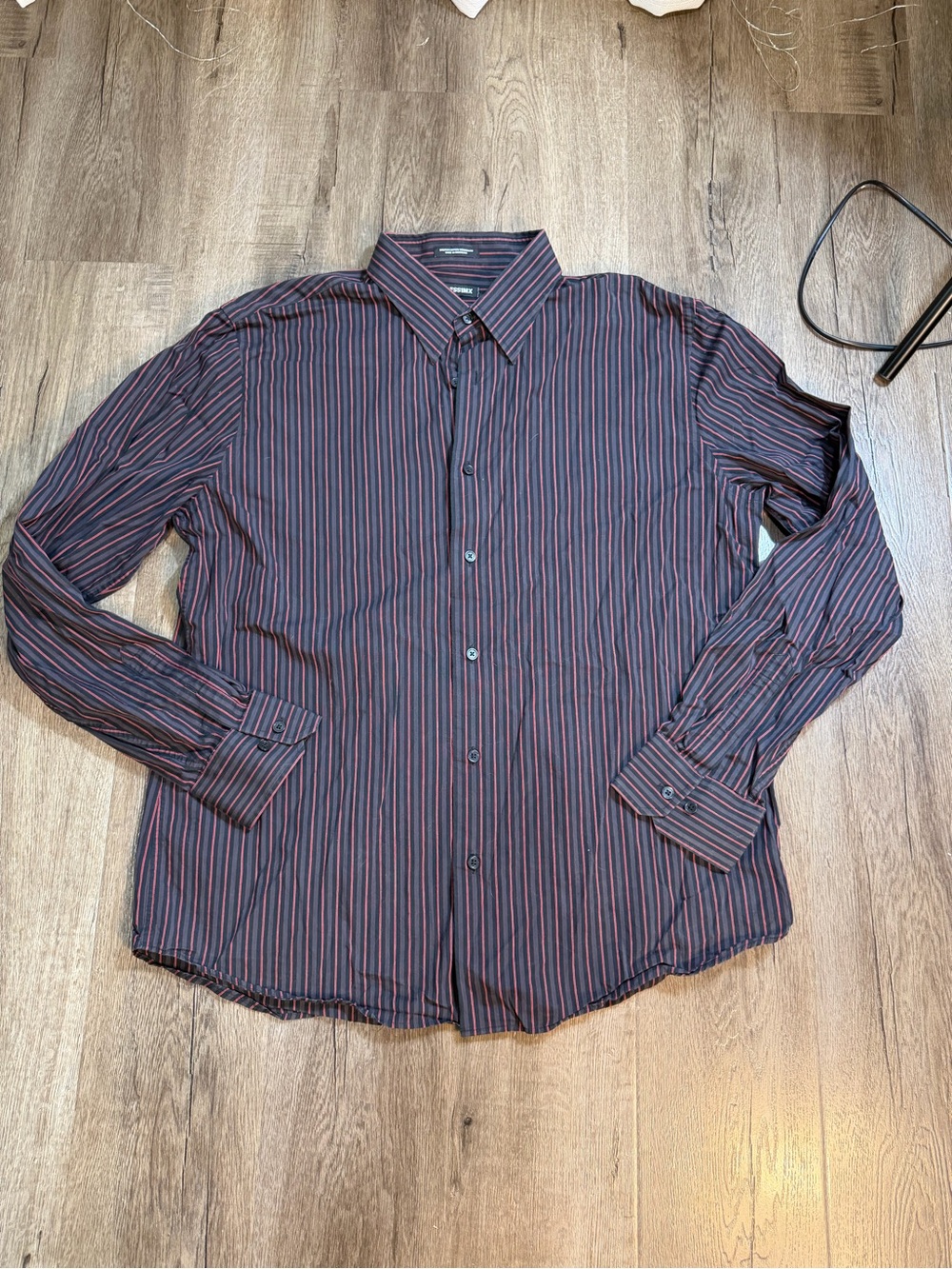 Express Men's Black Shirt with Red Stripes